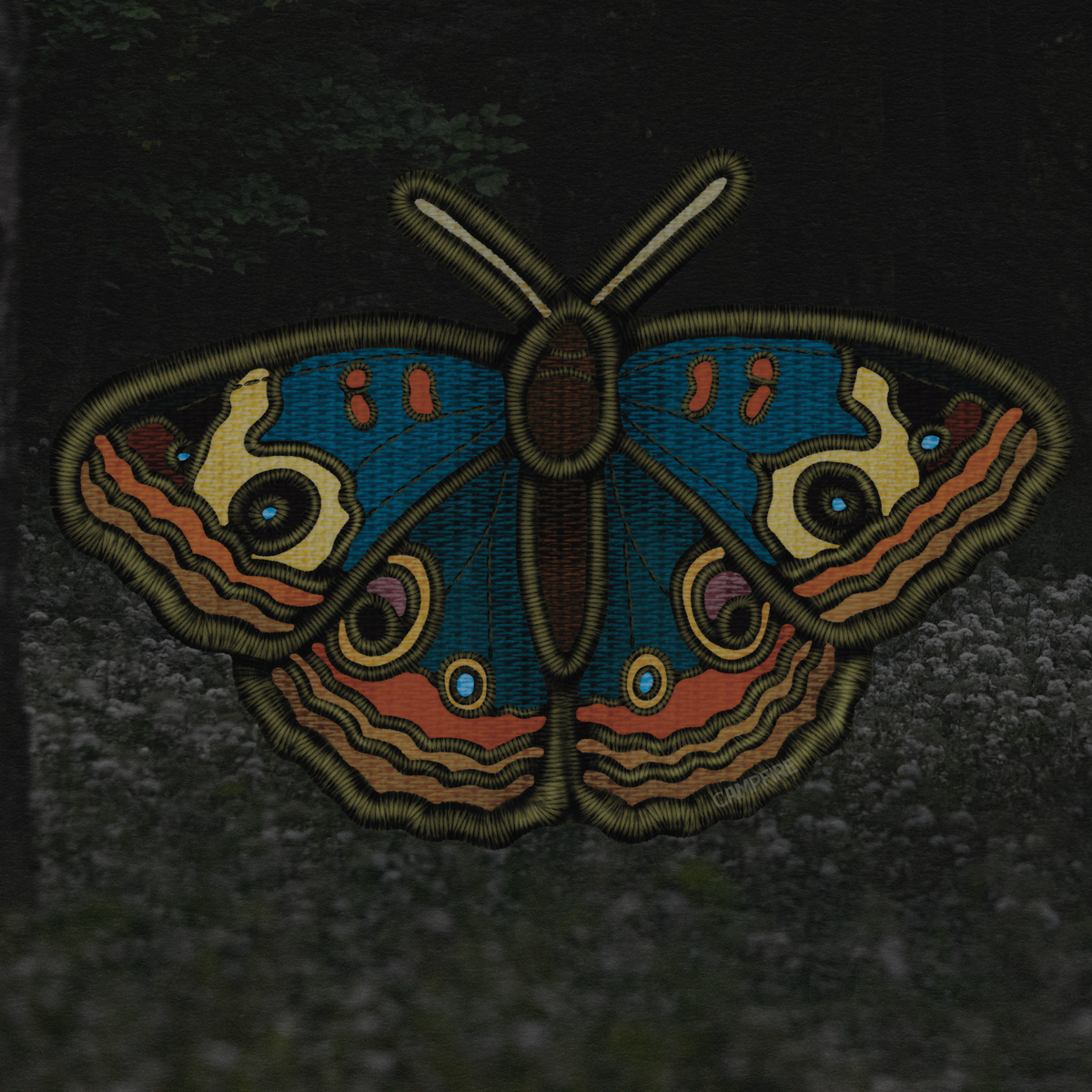 Blue Hawkeye Moth Sticker