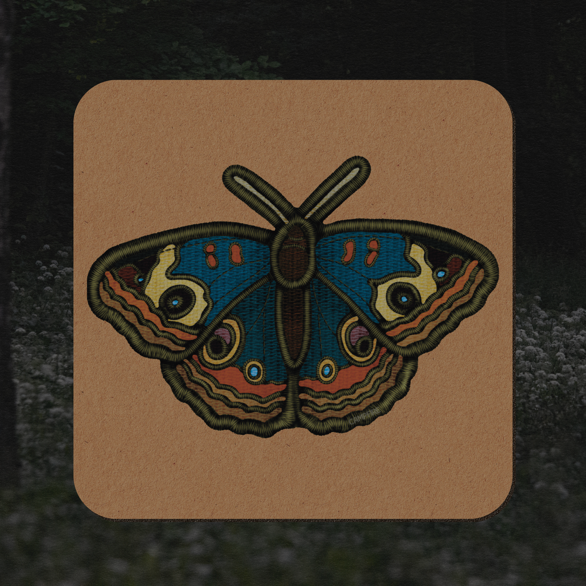 Blue Hawkeye Moth Sticker